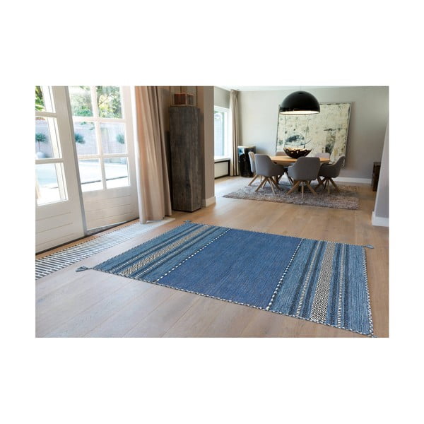 Син ръчно изработен памучен килим Navarro 2915, 170 x 230 cm - Arte Espina
