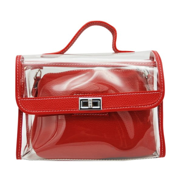Червена чанта от естествена кожа Transpa Mini - Andrea Cardone