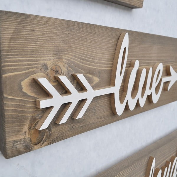 Комплект от 3 дървени декорации за стена White Love - Unknown-image-2