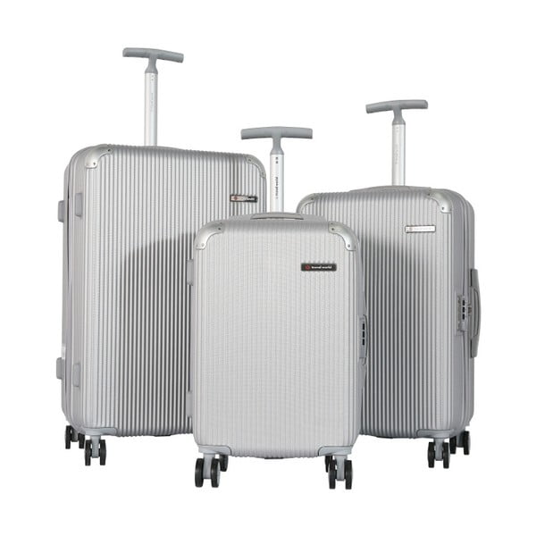 Sada 3 bílých cestovních kufrů na kolečkách Travel World Ebby
