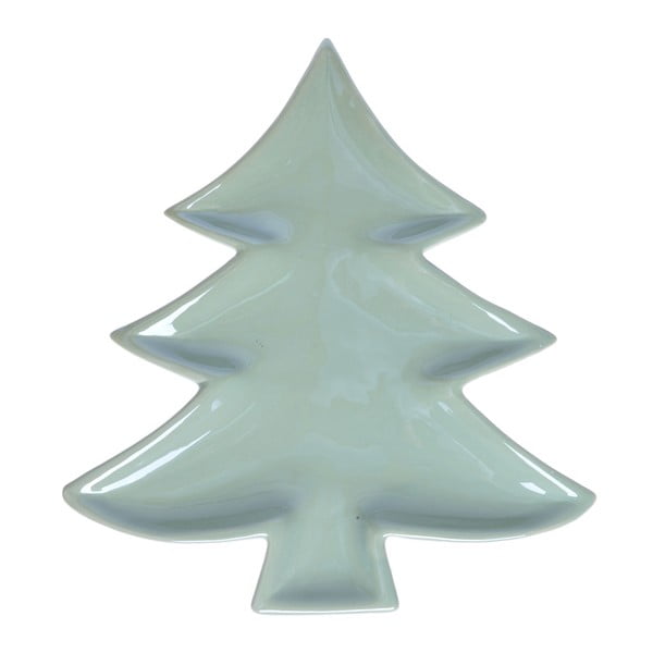 Зелена керамична чиния Коледна елха, дължина 24 cm - Ewax