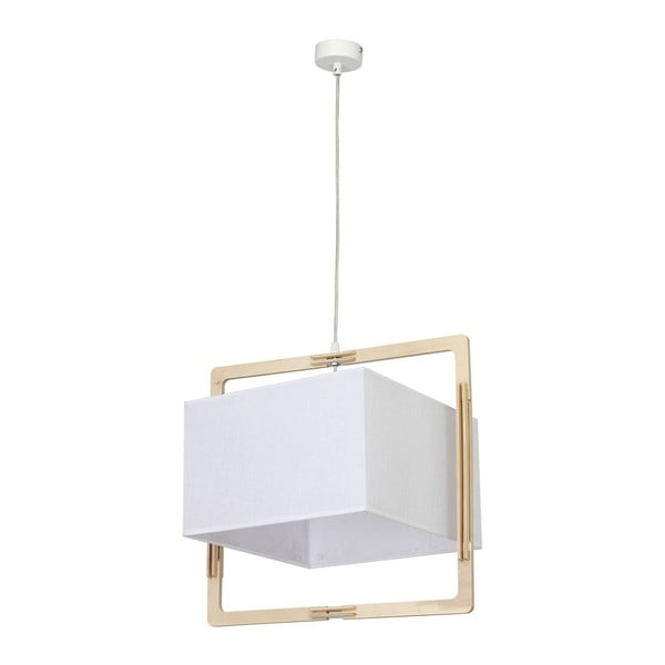 Бяла лампа за таван с дървени детайли Loki Square White Uno - Glimte