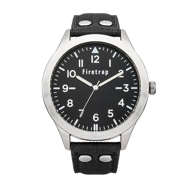 Pánské hodinky Firetrap Gents Black Strap/Black Dial, 45 mm