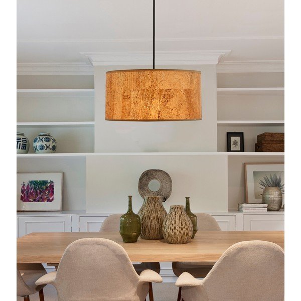Кафява висяща лампа в цвят коняк с текстилен абажур ø 30 cm Ecoline - Candellux Lighting-image-1