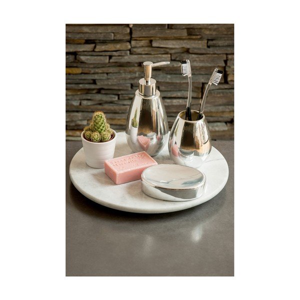 Kelímek na zubní kartáčky stříbrné barvy z dolomitu Premier Housewares Magpi, 320 ml-image-1