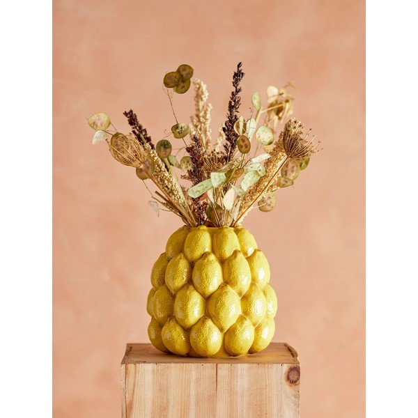 Жълта глинена ръчно рисувана ваза (височина 22 cm) Limone – Bloomingville-image-1