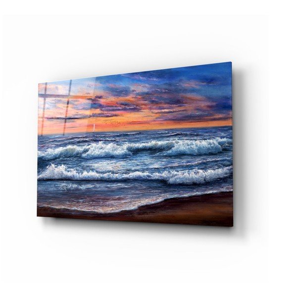 Картина върху стъкло , 72 x 46 cm Waves - Insigne