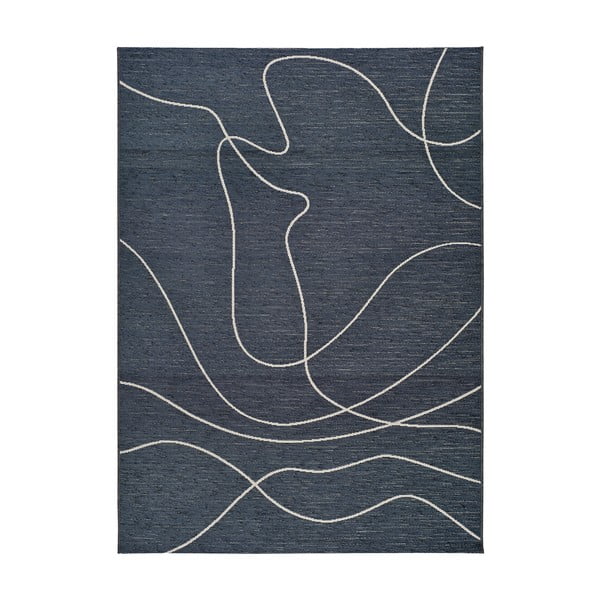 Тъмносин килим за открито с памук Doodle, 57 x 110 cm - Universal