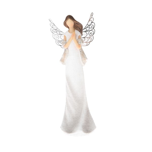 Статуетка на ангел с метални крила, височина 19 см - Dakls