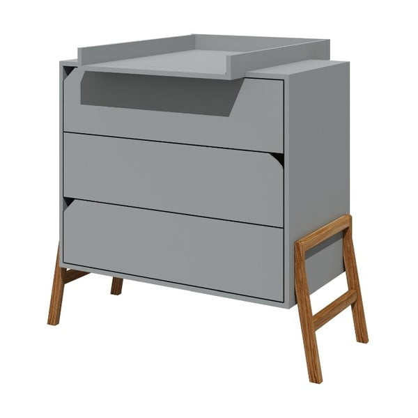 Сив скрин с 3 чекмеджета Lotta - BELLAMY-image-1