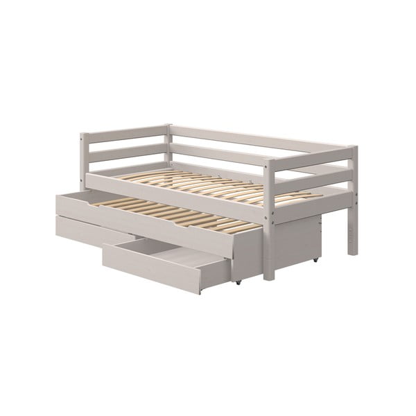Детско легло от сива борова дървесина с допълнително разтегателно легло и място за съхранение Classic - Flexa