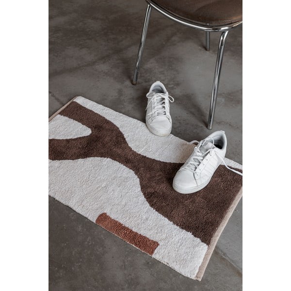 Бяло-кафяв памучен килим подходящ за пране 50x80 cm Figura – Mette Ditmer Denmark-image-2