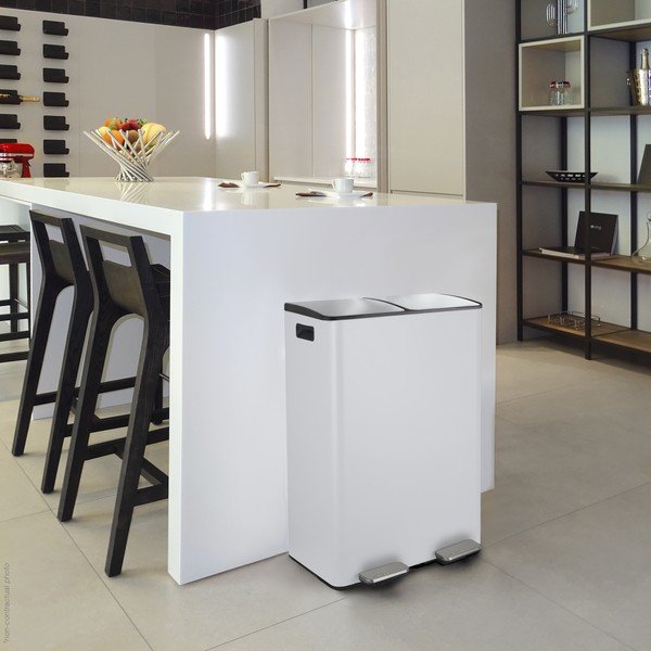 Стоманено кошче за боклук 2x30 l за рециклиране с педал в матово бял цвят   Aliya – Spirella-image-3