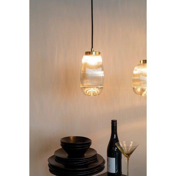 Висяща лампа в златист цвят със стъклен абажур ø 12 cm Robin - White Label-image-3