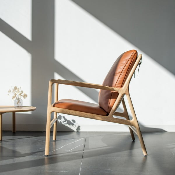 Кожен фотьойл в кафяво-натурален цвят Dedo - Gazzda-image-3