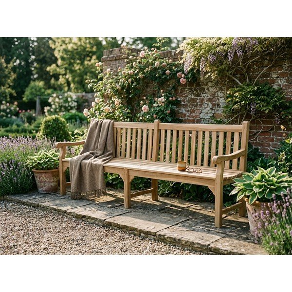 Градинска пейка от масивно дърво в естествен цвят Madura – Garden Pleasure-image-1