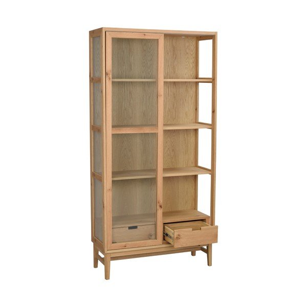 Витрина от декор от дъб  с плъзгащи се врати в естествен цвят 100x203 cm Hazelton – Rowico-image-2