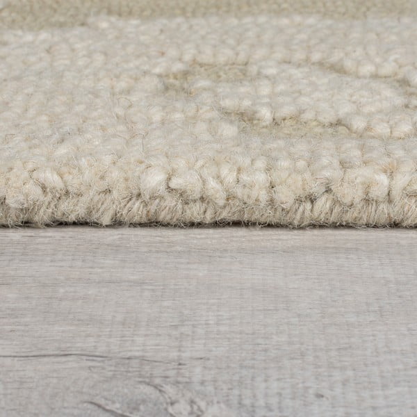 Бежов ръчно изработен вълнен килим 200x290 cm Dion Ikat – Flair Rugs-image-4