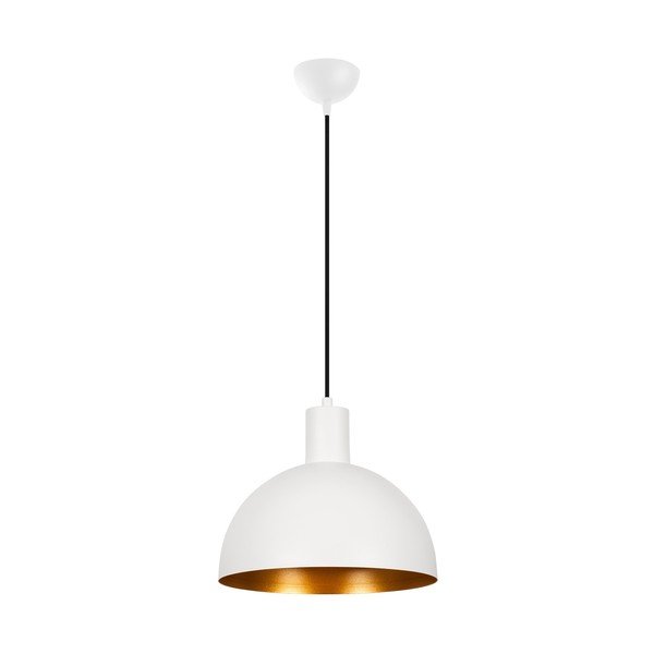 Висящо осветително тяло с метален абажур в бяло и златисто ø 30 cm Sivani – Opviq lights-image-3