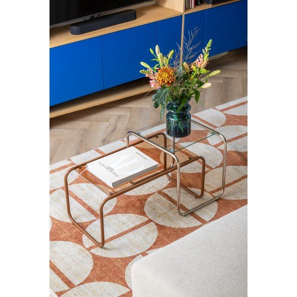 Кафява масичка за кафе със стъклен плот 40x80 cm Ventana – Leitmotiv-image-1