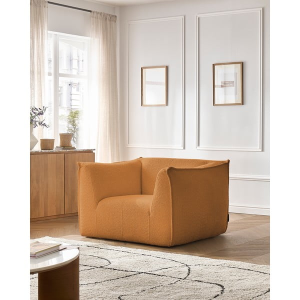 Кресло от прежда с примки от букле в цвят горчица Giorgia – Bobochic Paris-image-1