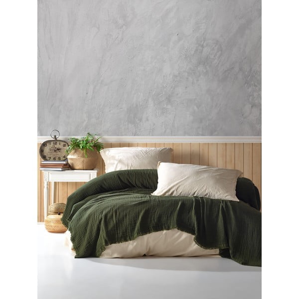 Тъмнозелена муселинова покривка за легло 200x250 cm - Mijolnir-image-1