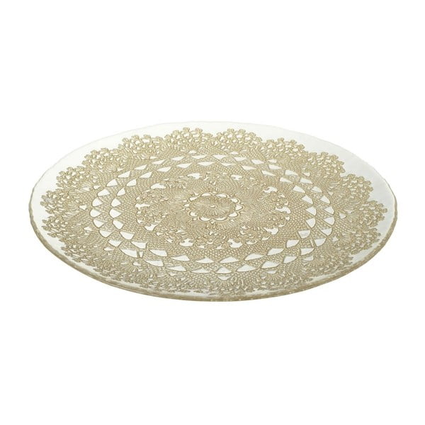 Стъклена чиния със златен детайл Дойли, Ø 41 cm - Parlane