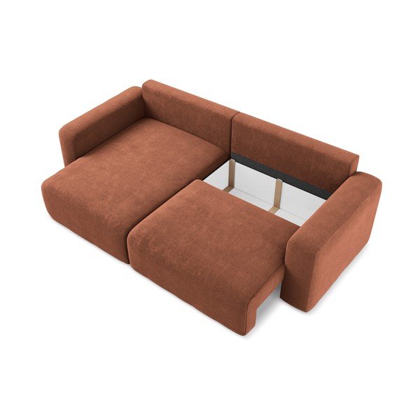 Теракотен шенилов сгъваем/с място за съхранение ъглов диван (ляв ъгъл) Kona – Makamii-image-4