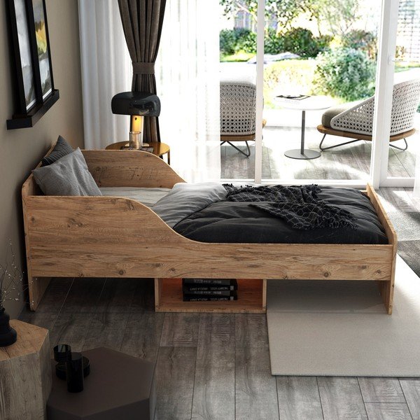 Единично легло с място за съхранение в естествен цвят 90x190 cm Evren - Kalune Design-image-2