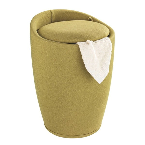 Zelený koš na prádlo a taburetka v jednom Wenko Linen Look, 20 l-image-2