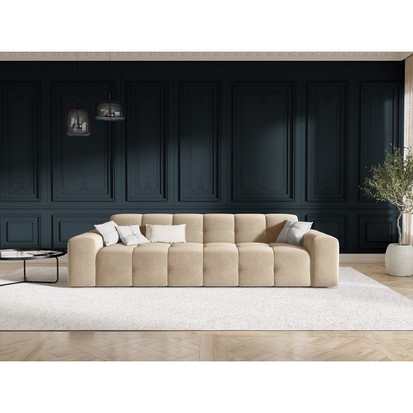 Бежов кадифен диван 255 cm Kendal - Micadoni Home-image-1