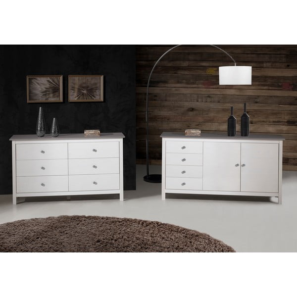 Бял нисък скрин от масивен бор 130x80 cm Berna – Marckeric-image-4