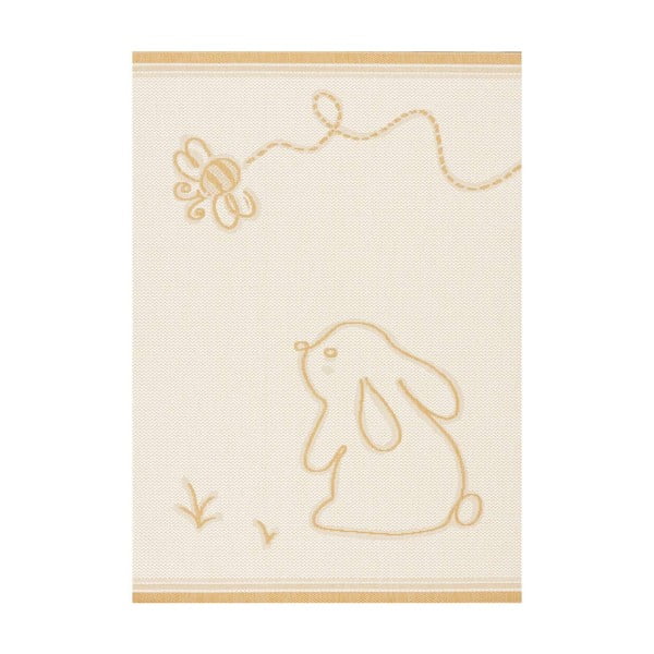 Жълт и бежов антиалергичен детски килим 230x160 cm Rabbit and Bee - Yellow Tipi