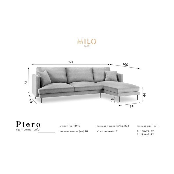 Béžová rohová pohovka Milo Casa Piero, pravý roh-image-2