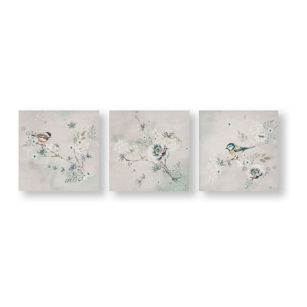 Комплект от 3 картини Красиви птици трио, 30 x 30 cm - Graham & Brown