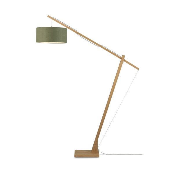 Подова лампа с тъмнозелен абажур и бамбукова конструкция Montblanc - Good&Mojo