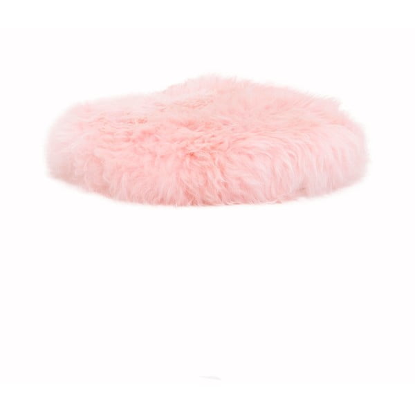 Розова възглавница за сядане от овча кожа Кръгла, ⌀ 40 cm - Native Natural