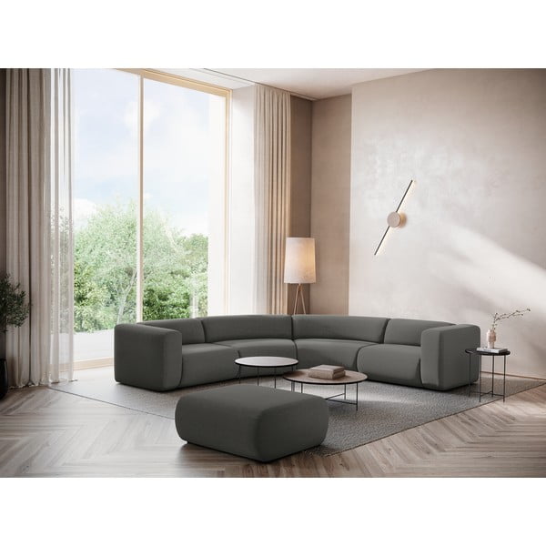 Сив кадифен ъглов диван Ekahi – Makamii-image-1