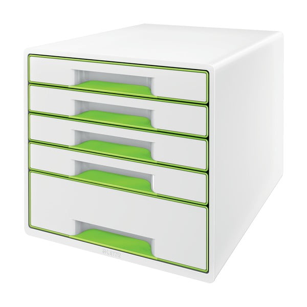 Бяло-зелена кутия за чекмеджета WOW CUBE, 5 чекмеджета Cube - Leitz