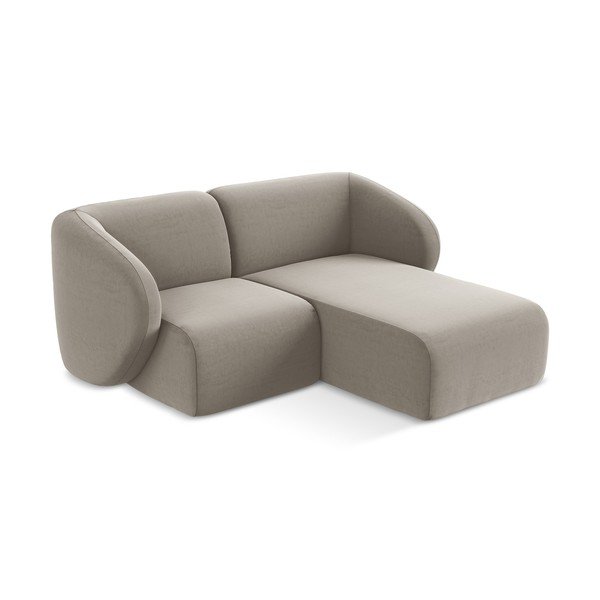 Светлокафяв кадифен ъглов диван (десен ъгъл) Lani – Makamii-image-2