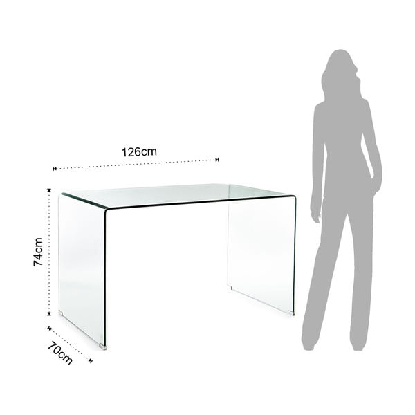 Стъклена работна маса 70x126 cm Bend - Tomasucci-image-4