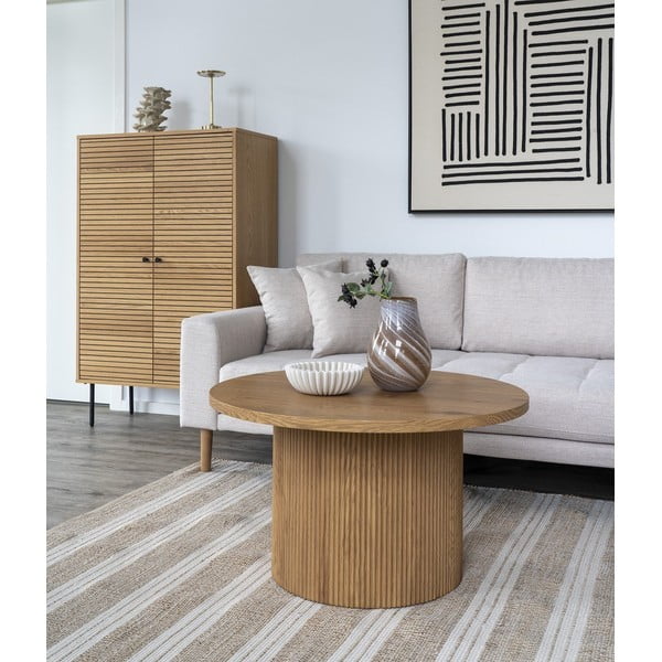 Кръгла масичка за кафе от декор от топола в естествен цвят ø 80 cm Boavista – House Nordic-image-1