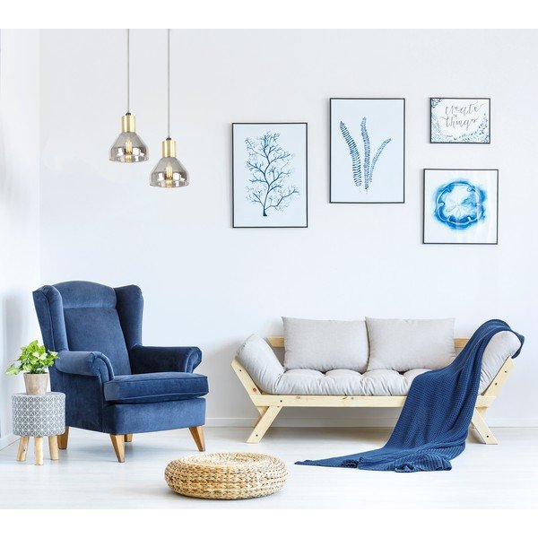 Висяща лампа в лавандулов и златист цвят със стъклен абажур Gregory - Candellux Lighting-image-1