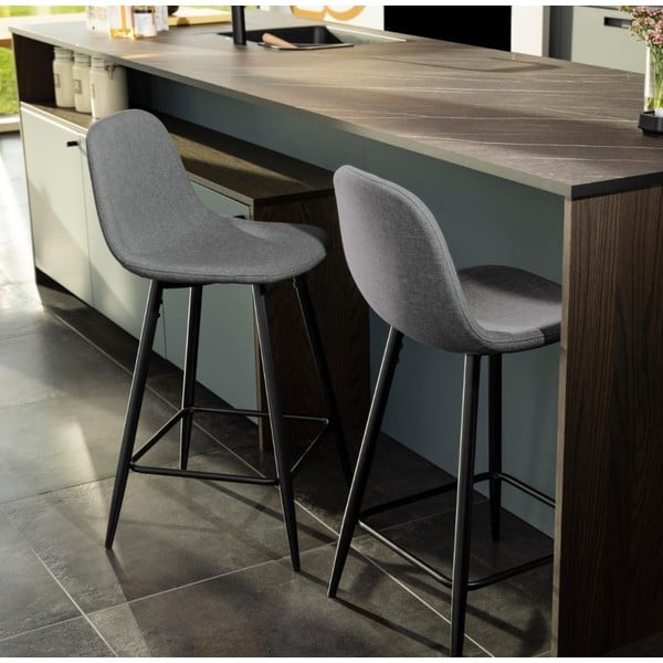 Светлосиви тапицирани бар столове в комплект 2 бр. (височина на седалката 65 cm) Wilma – Actona-image-1