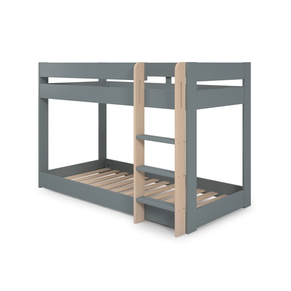 Детско легло сиво-зелено 90x190 cm двуетажно с включена подматрачна рамка Angel – Marckeric-image-2