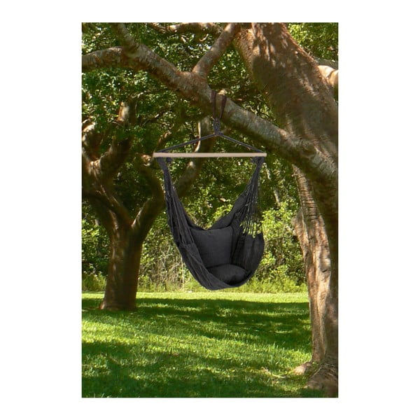 Черен подплатен висящ градински стол Tobago – Garden Pleasure-image-2