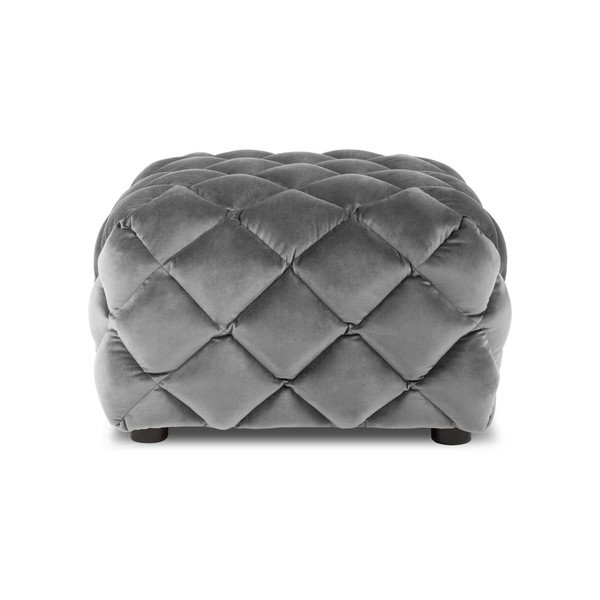 Светлосива табуретка с кадифена повърхност Flandrin - Interieurs 86-image-2