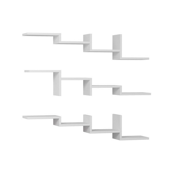 Sada 3 bílých nástěnných polic Homitis Step