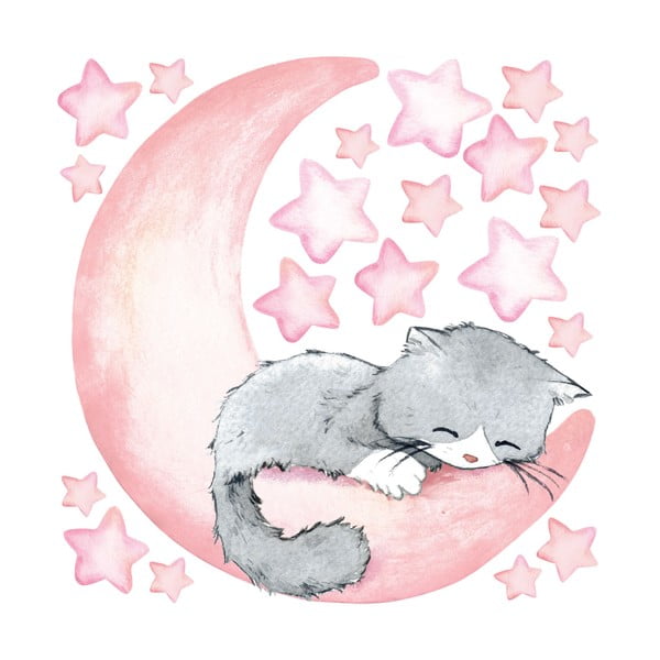 Розови детски стикери за стена Magic Cat - Ambiance-image-2