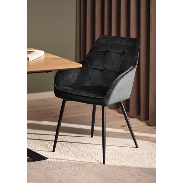 Сиви тапицирани трапезни столове в комплект с подлакътници 2 бр. Nolan Square – Unique Furniture-image-1